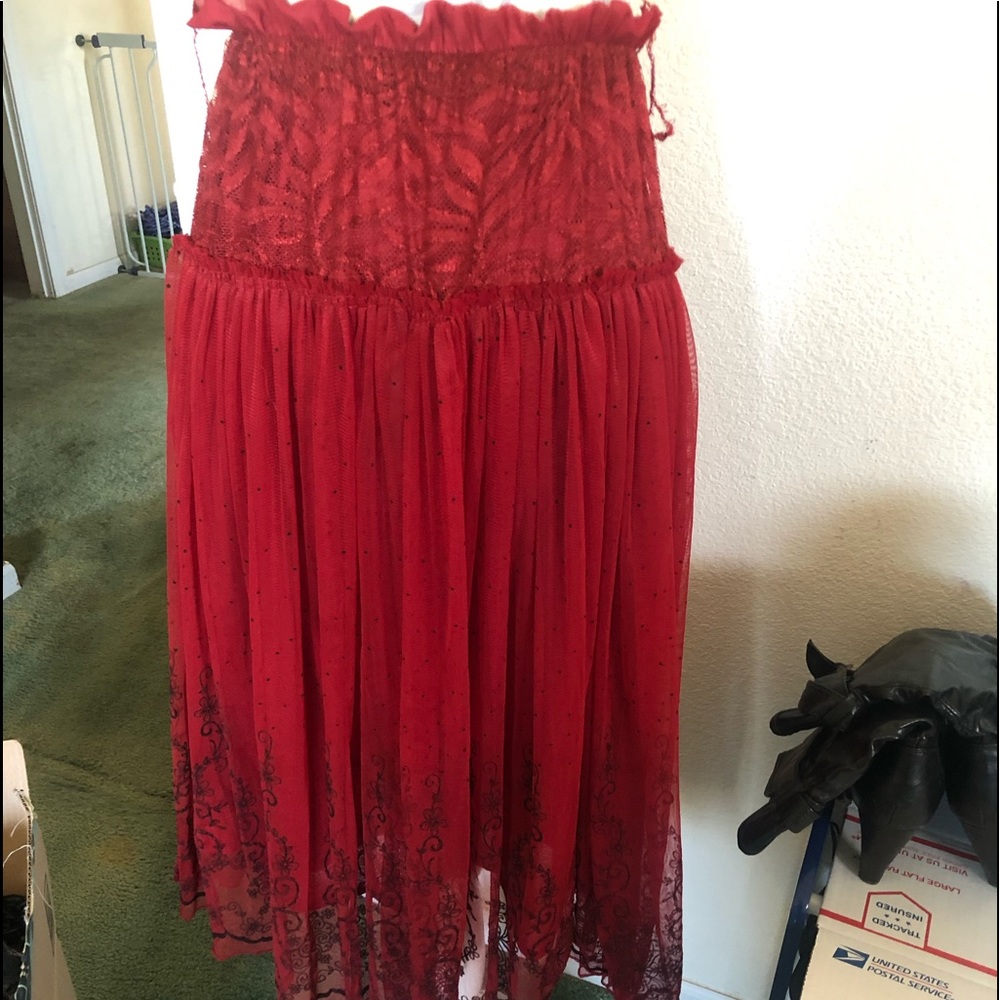 Red black skirt one size with some lace detail